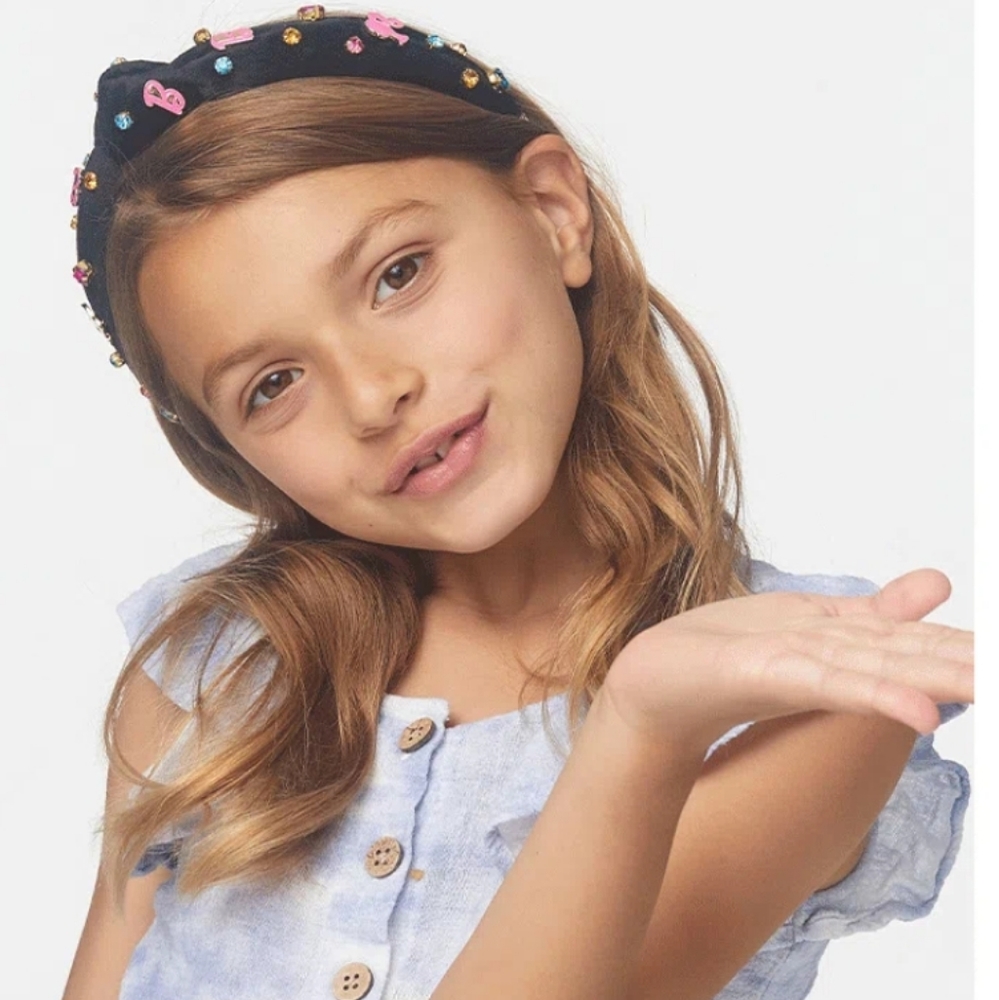 Lele sadoughi x barbie totally hair kids embellished crystal knotted headband